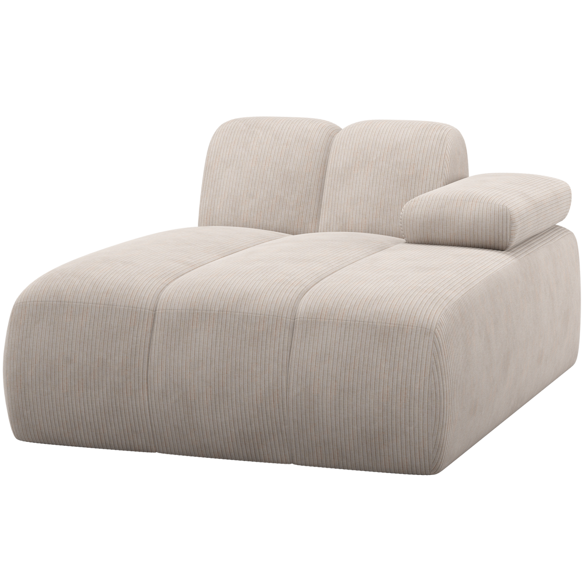 MOJO CHAISE LONGUE RECHTS GERIPPTER STOFF ECRU