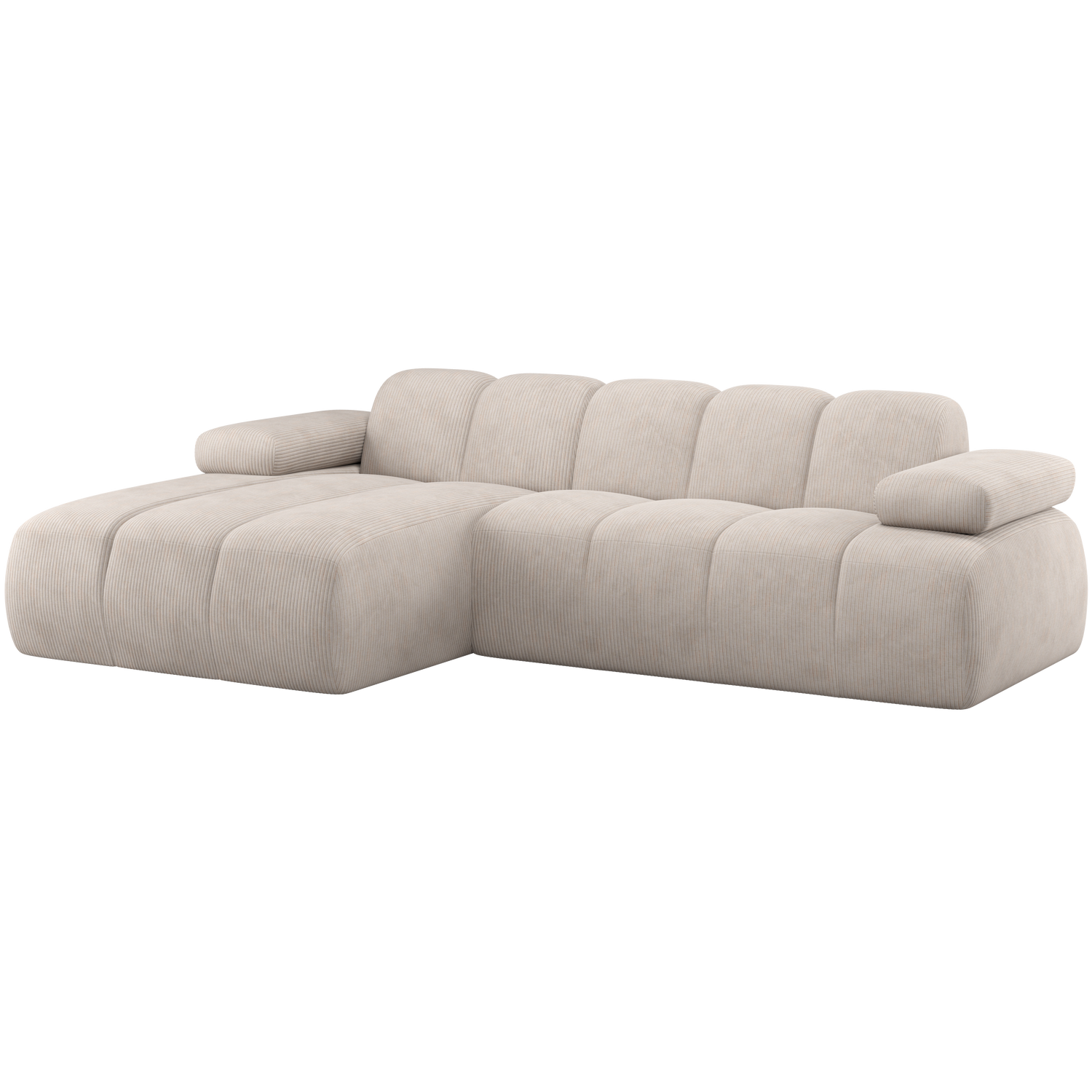 MOJO CHAISE LONGUE SOFA LINKS GERIPPTER STOFF ECRU