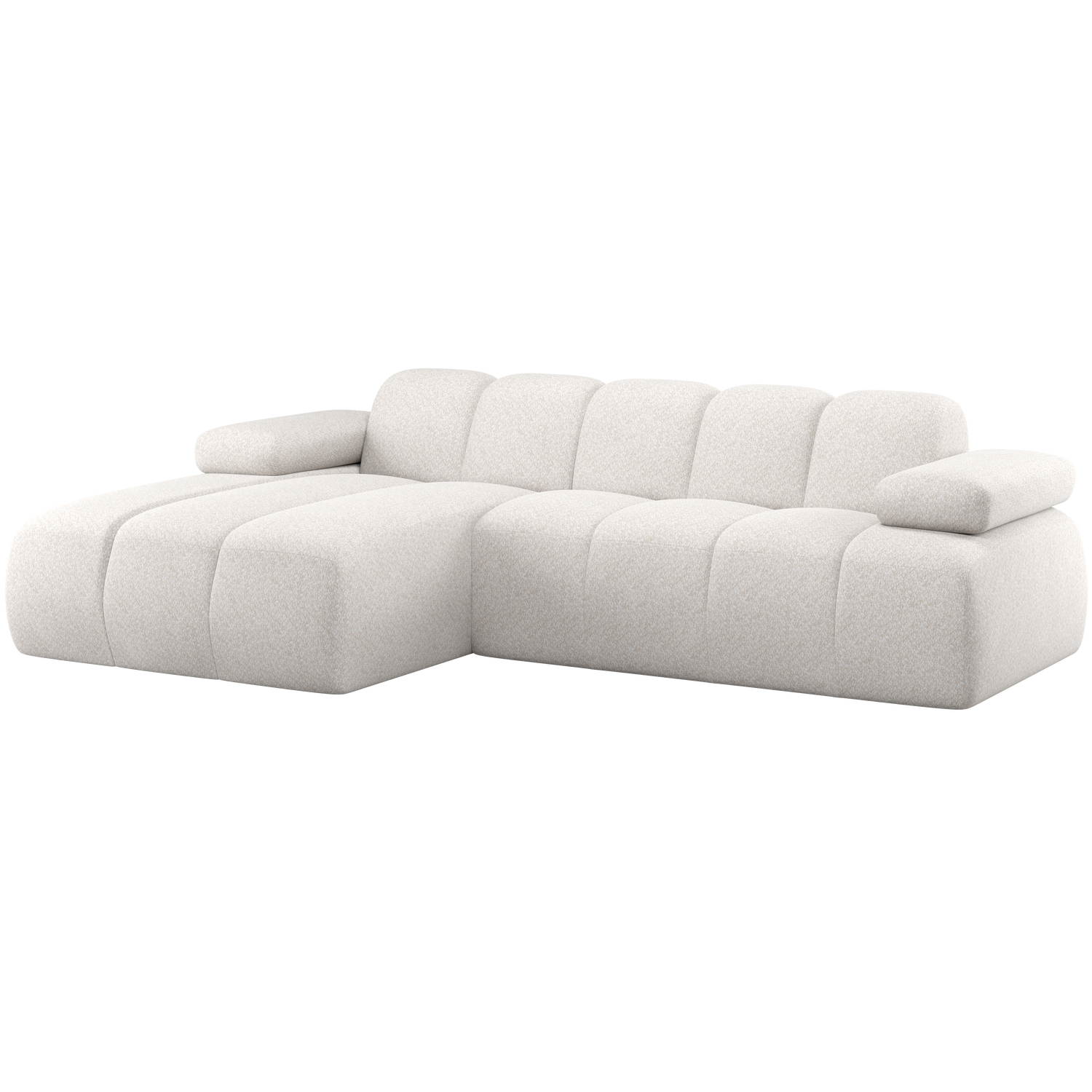 MOJO CHAISELONGUE SOFA LINKS WOLLE DUNKLER ECRU