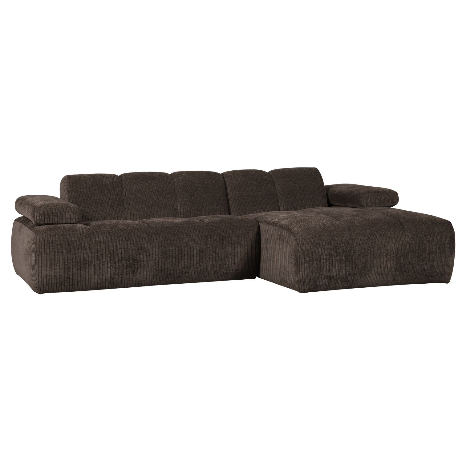 MOJO CHAISE LONGUE SOFA RECHTS GERIPPTER STOFFBRAUN