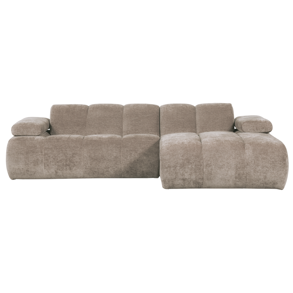 MOJO CHAISE LONGUE SOFA RECHTS GERIPPTER STOFFDUNKLER SAND