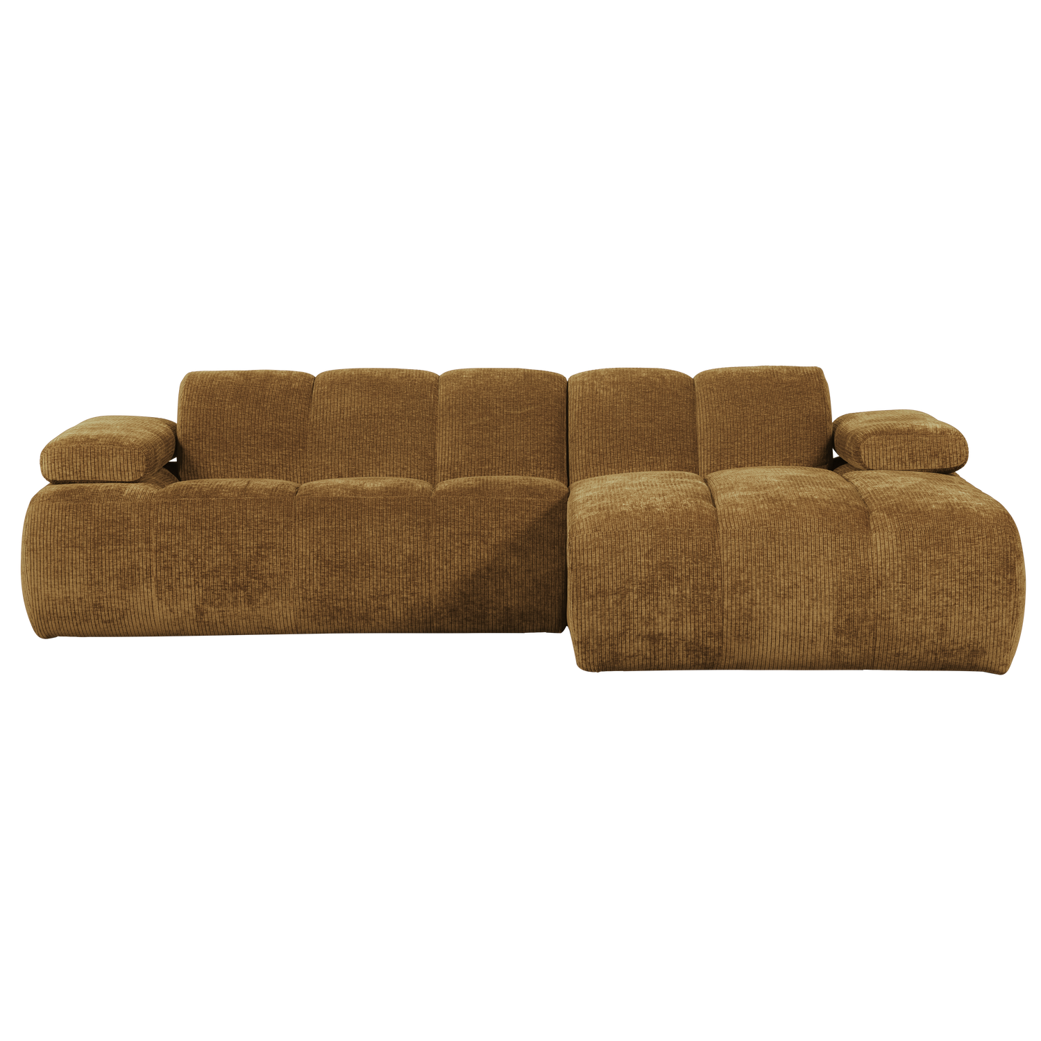 MOJO CHAISE LONGUE SOFA RECHTS GERIPPTER STOFFHONIGGELB