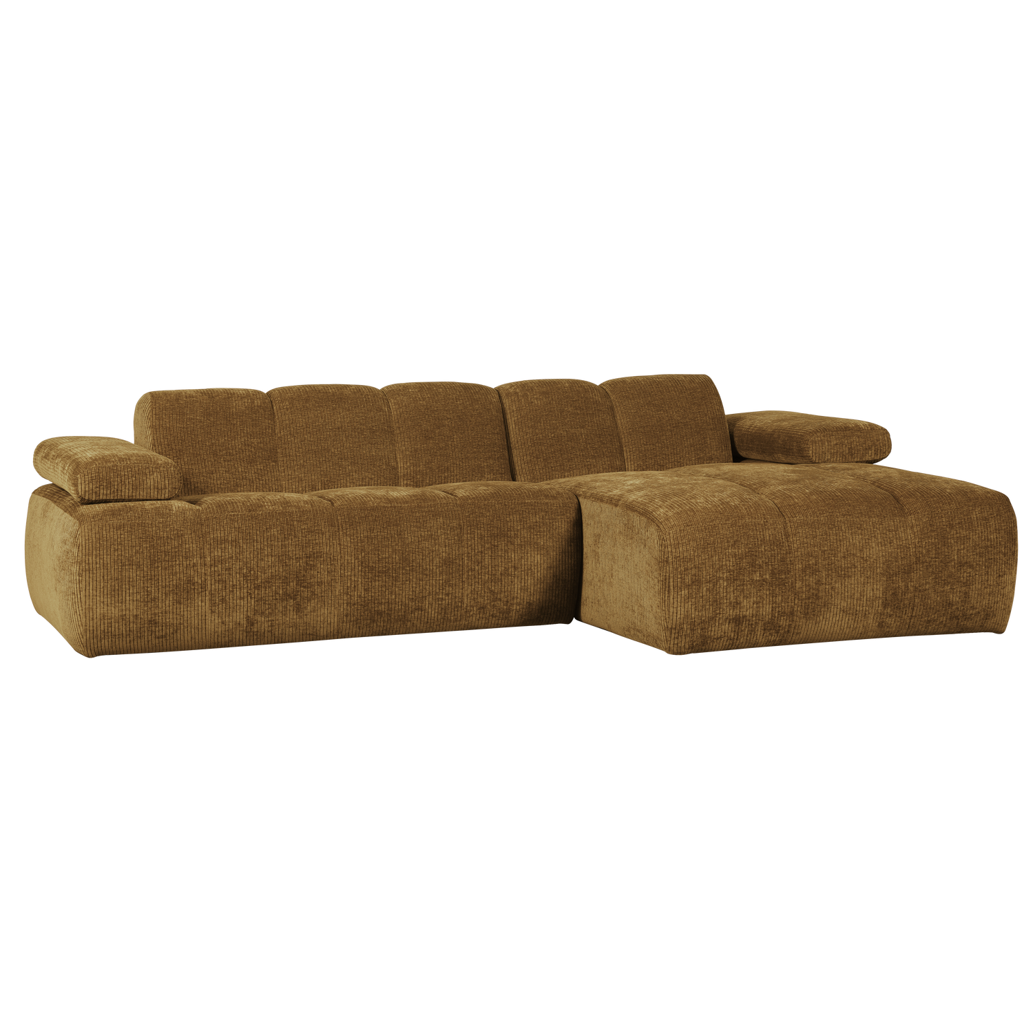 MOJO CHAISE LONGUE SOFA RECHTS GERIPPTER STOFFHONIGGELB
