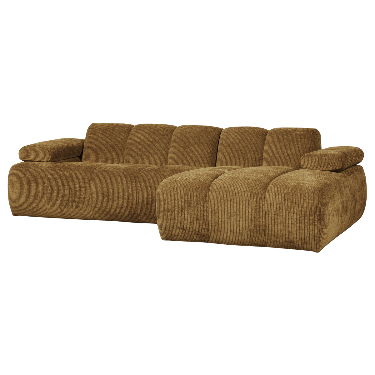 MOJO CHAISE LONGUE SOFA RECHTS GERIPPTER STOFFHONIGGELB