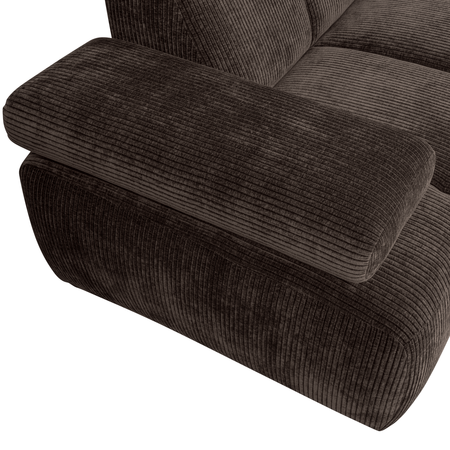 MOJO ECK SOFA RECHTS GERIPPTER WEBSTOFF BRAUN