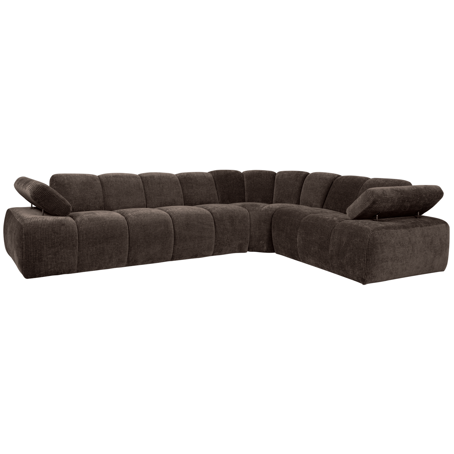 MOJO ECK SOFA RECHTS GERIPPTER WEBSTOFF BRAUN