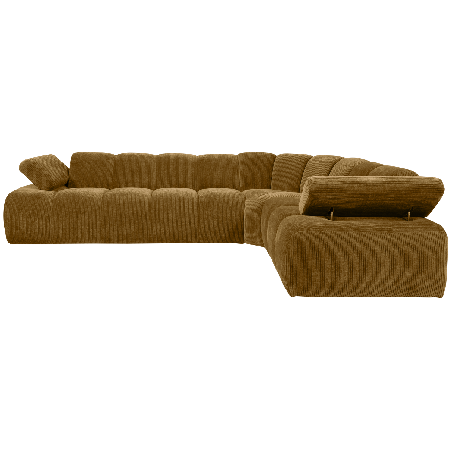 MOJO ECK SOFA RECHTS GERIPPTER WEBSTOFF HONIGGELB