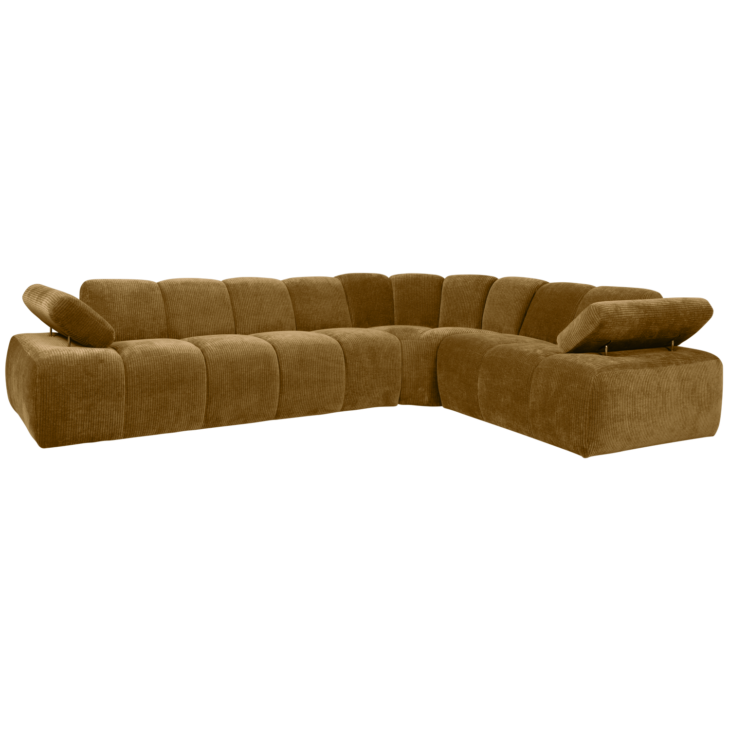 MOJO ECK SOFA RECHTS GERIPPTER WEBSTOFF HONIGGELB