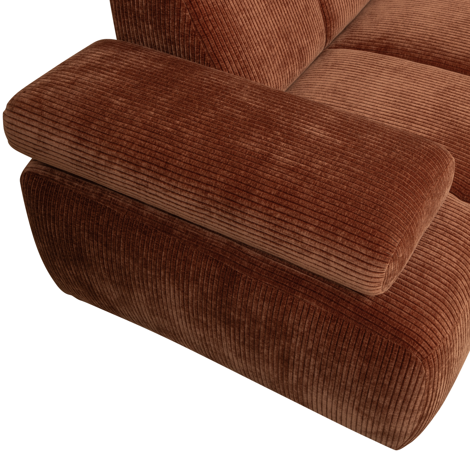 MOJO ECK SOFA RECHTS GERIPPTER WEBSTOFF ROST BRAUN