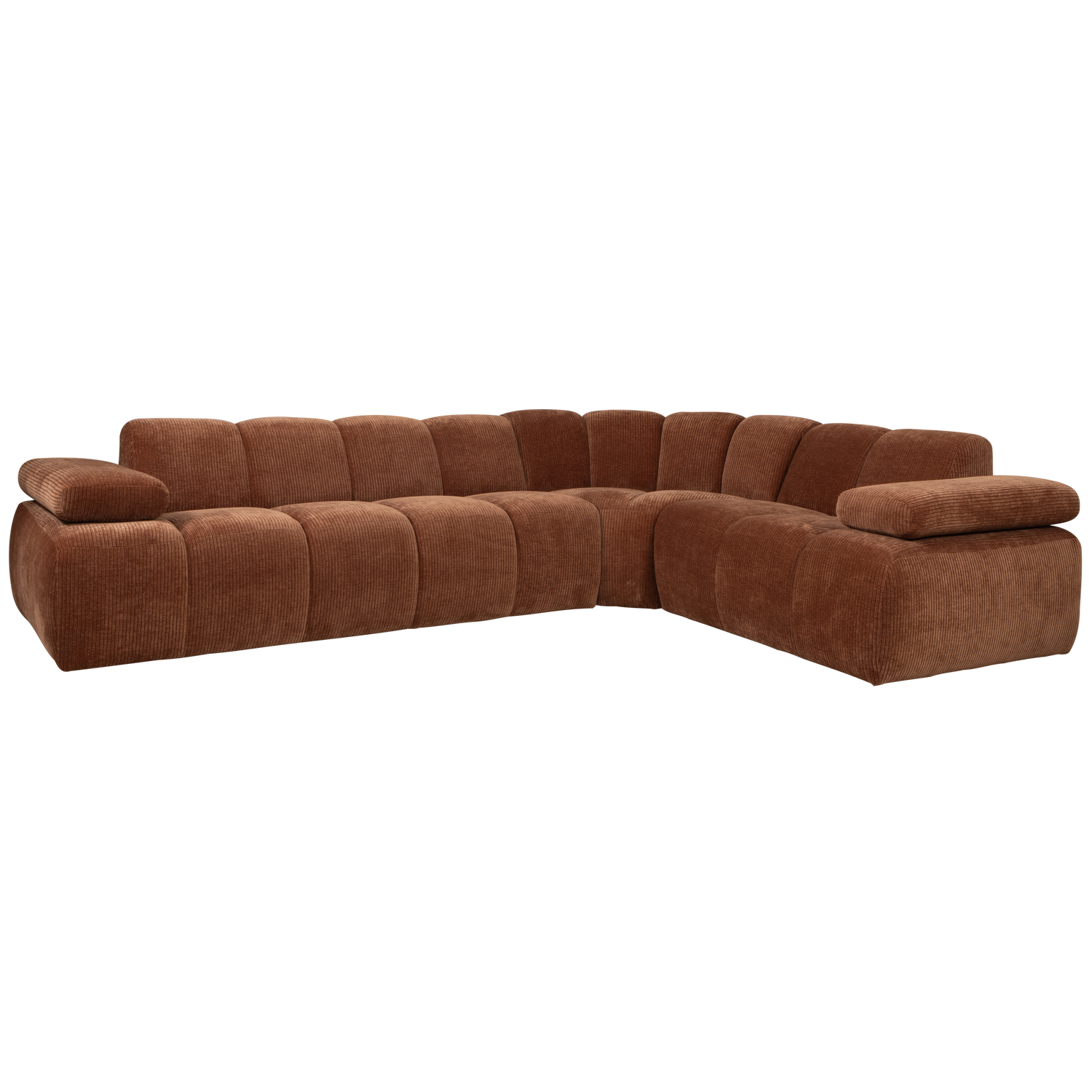 MOJO ECK SOFA RECHTS GERIPPTER WEBSTOFF ROST BRAUN