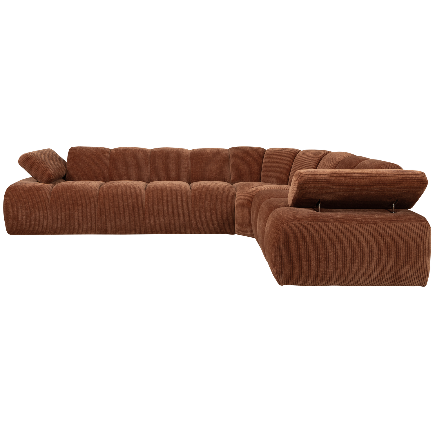 MOJO ECK SOFA RECHTS GERIPPTER WEBSTOFF ROST BRAUN