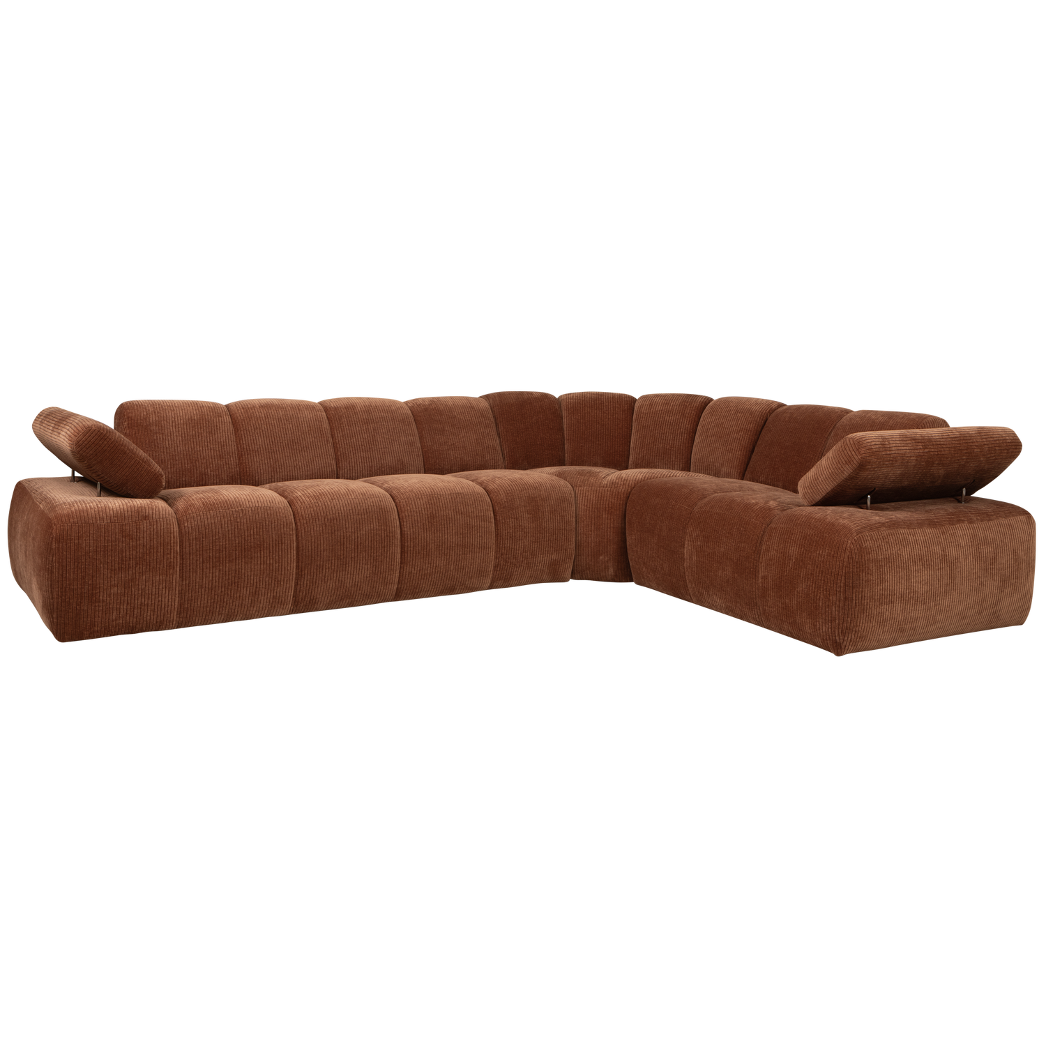 MOJO ECK SOFA RECHTS GERIPPTER WEBSTOFF ROST BRAUN