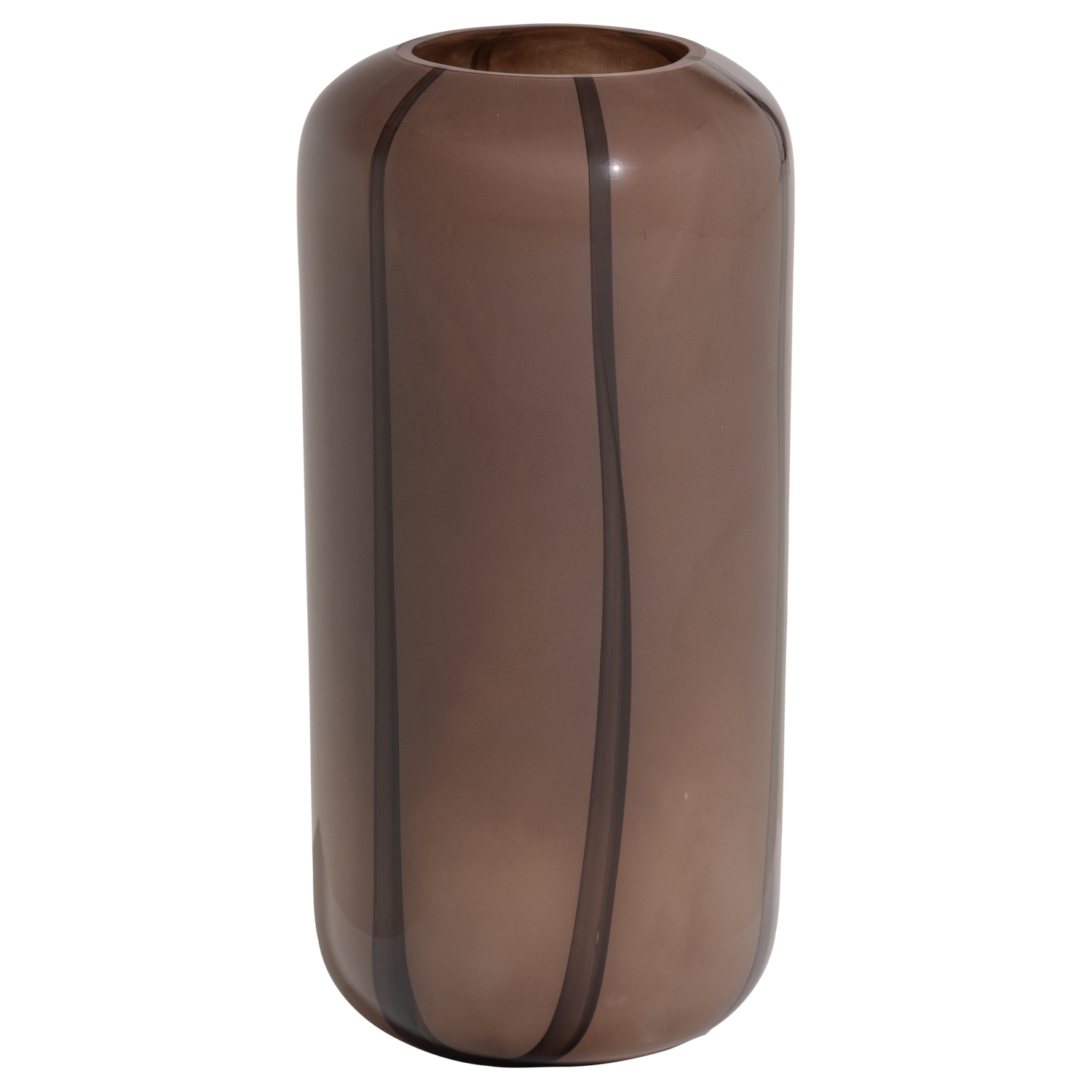 ARLES VASE GLAS BRAUN MIT STREIFEN DUNKELBRAUN