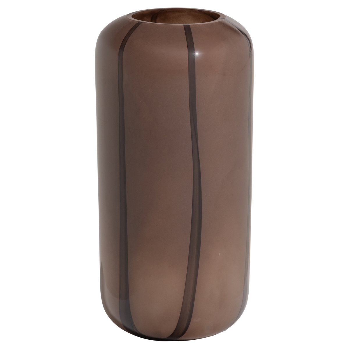 ARLES VASE GLAS BRAUN MIT STREIFEN DUNKELBRAUN