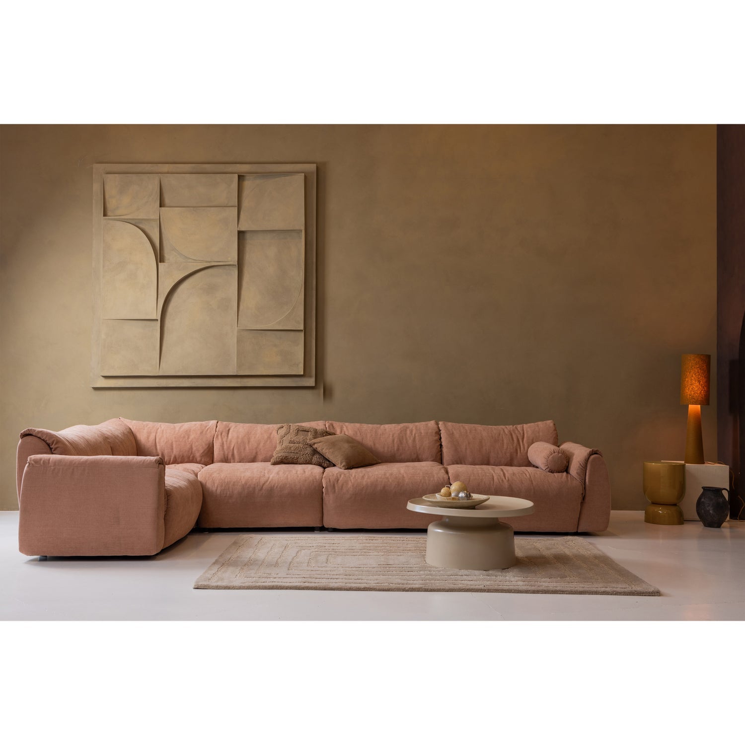 BAGGY 1-SITZER ELEMENT ARM LINKS GEWEBTE CHENILLE ALTROSA