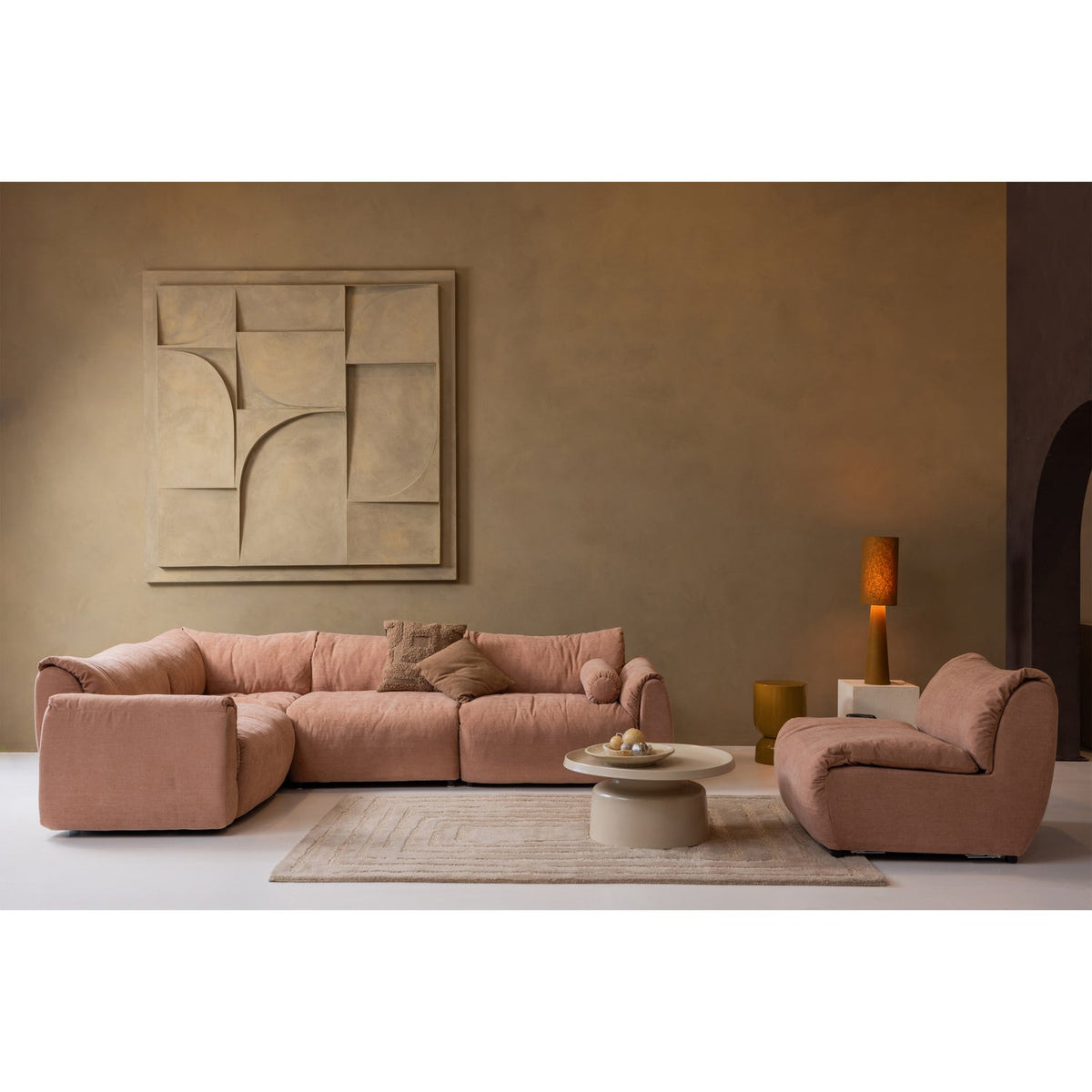 BAGGY 1-SITZER ELEMENT ARM LINKS GEWEBTE CHENILLE ALTROSA