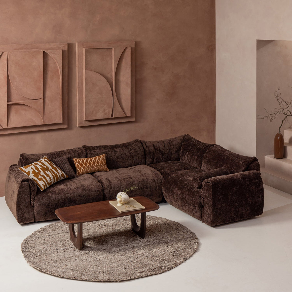 BAGGY ECKBANK RECHTS 3D CHENILLE DUNKELBRAUN