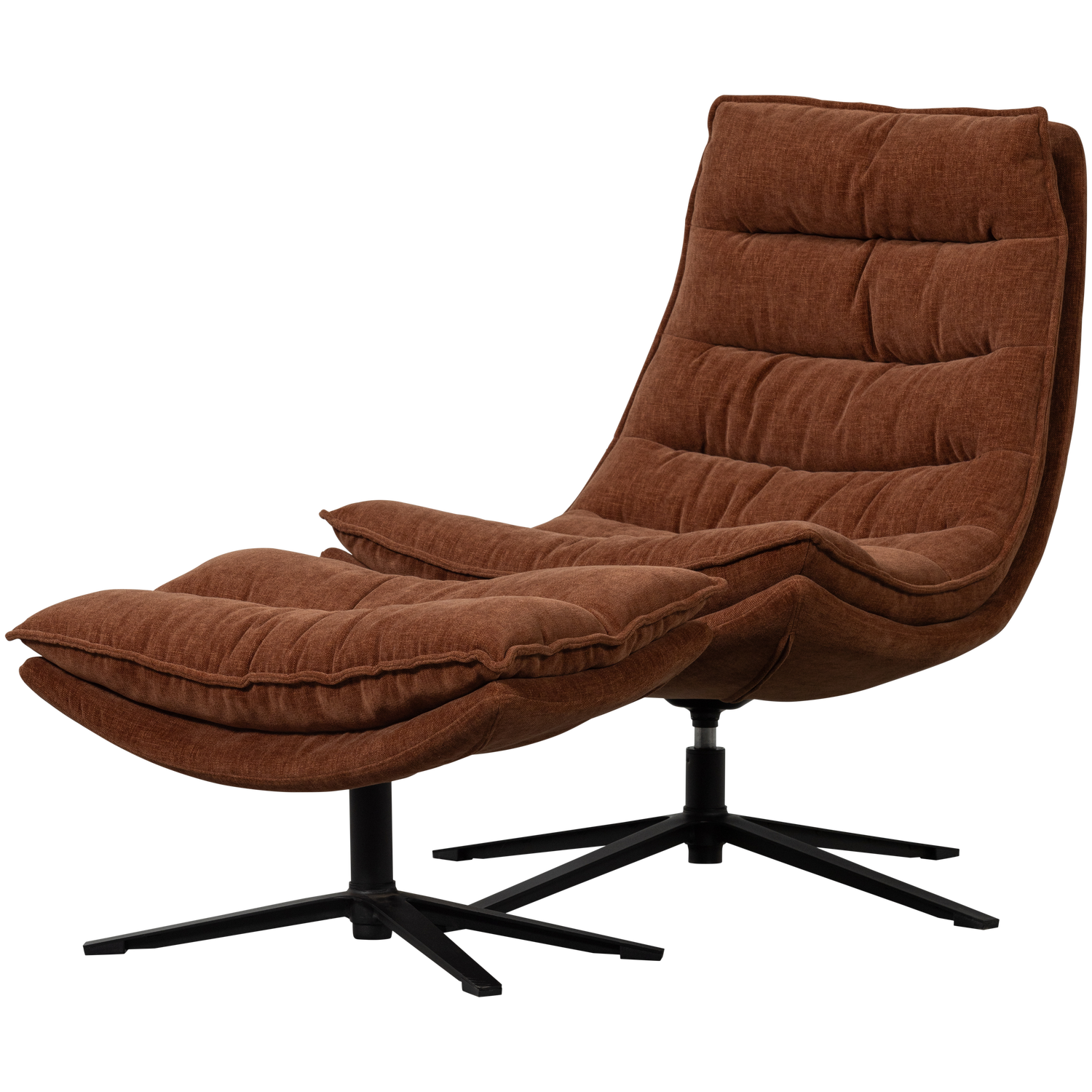 KUBE DREHSESSEL MIT HOCKER BRAUN
