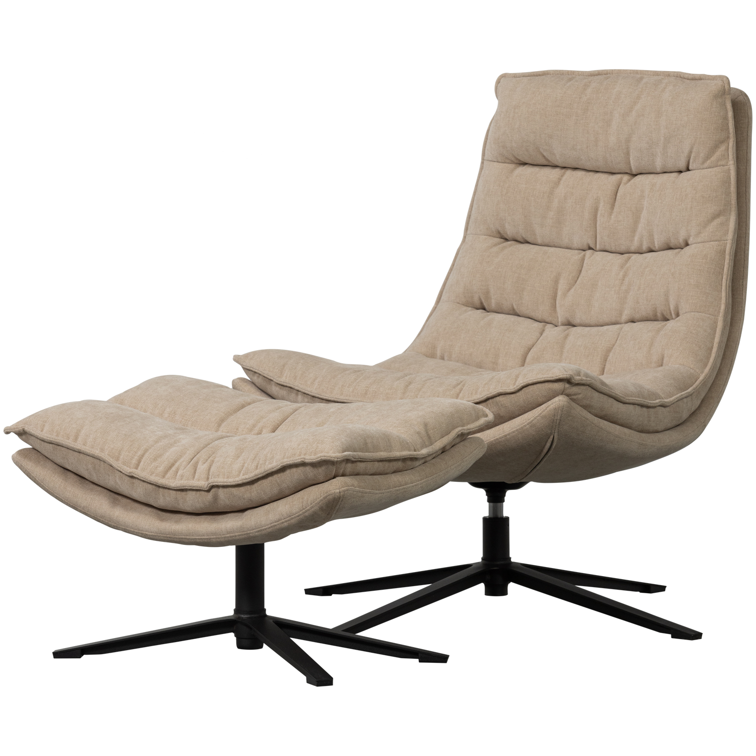 KUBE DREHSESSEL MIT HOCKER NATUR