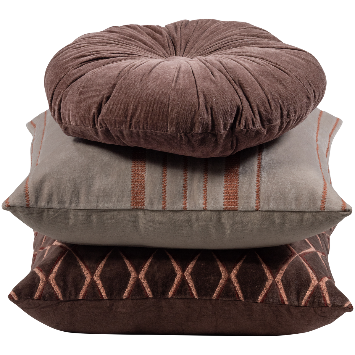 AZIZ KISSIN VELVET BRAUN/NATUR - 3ER SET