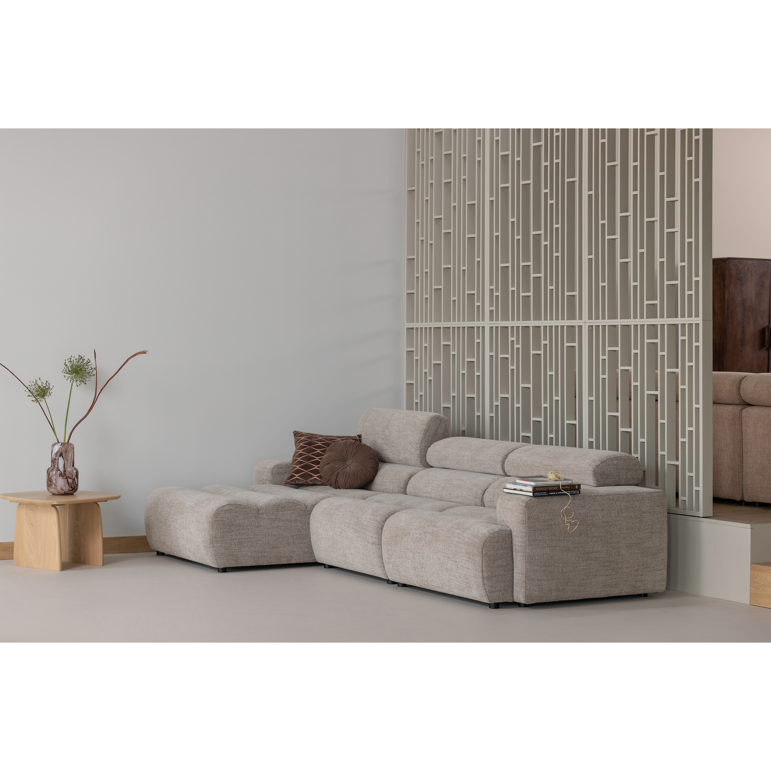NOVI CHAISE LONGUE SOFA LINKS NATUR MELANGE