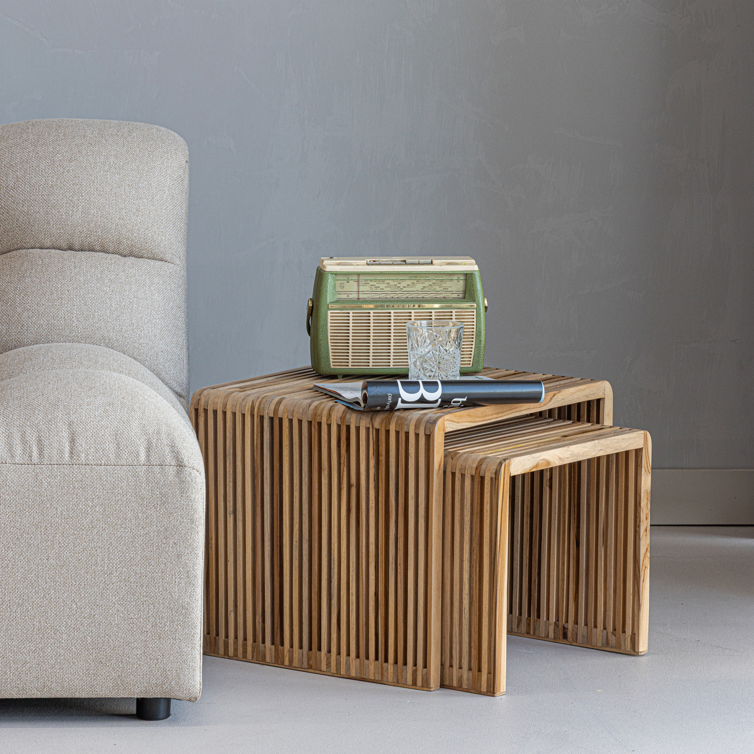JASMIJN BEISTELLTISCH TEAK NATUR - 2ER SET