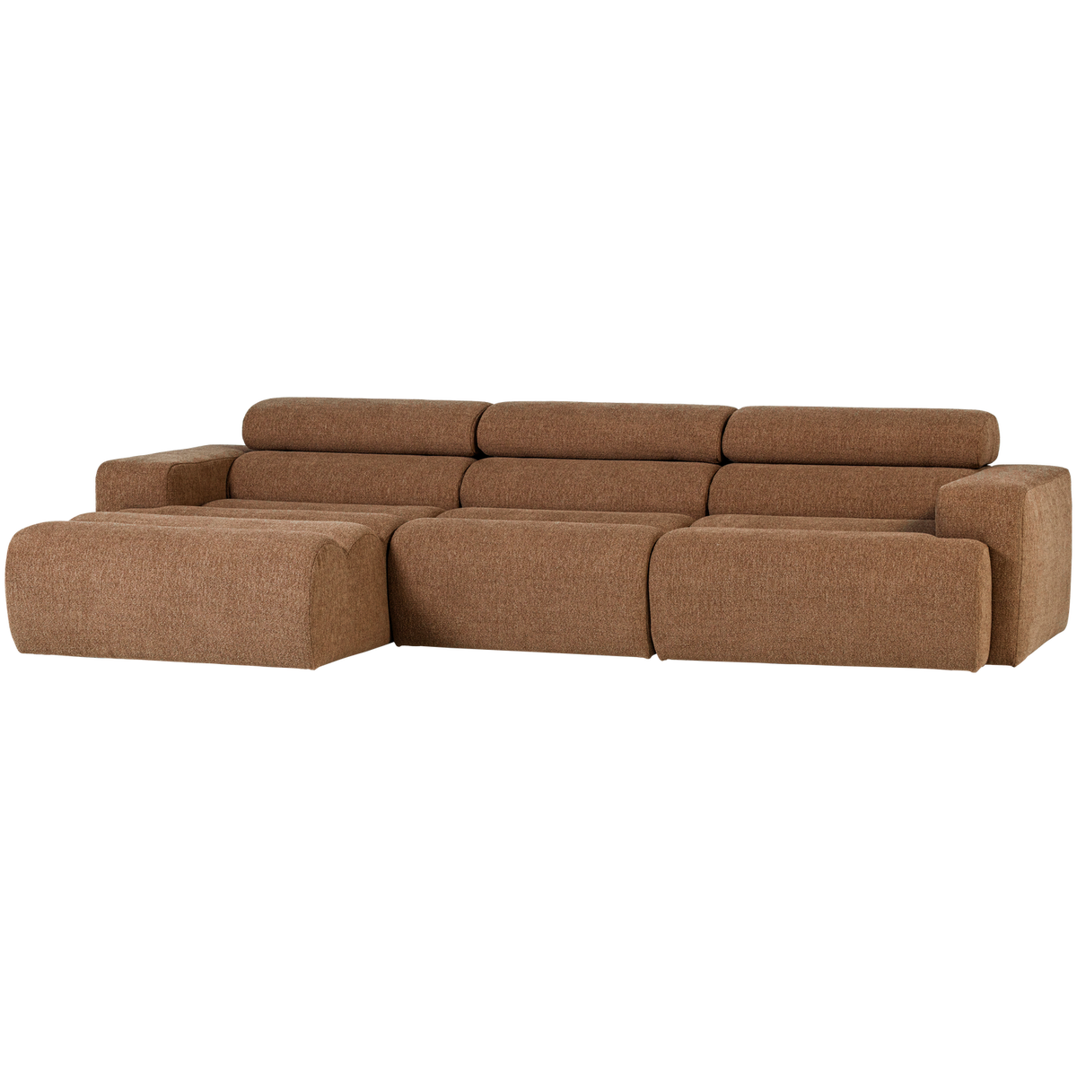 NOVI CHAISE LONGUE SOFA LINKS BOUCLE KARAMELBRAUN