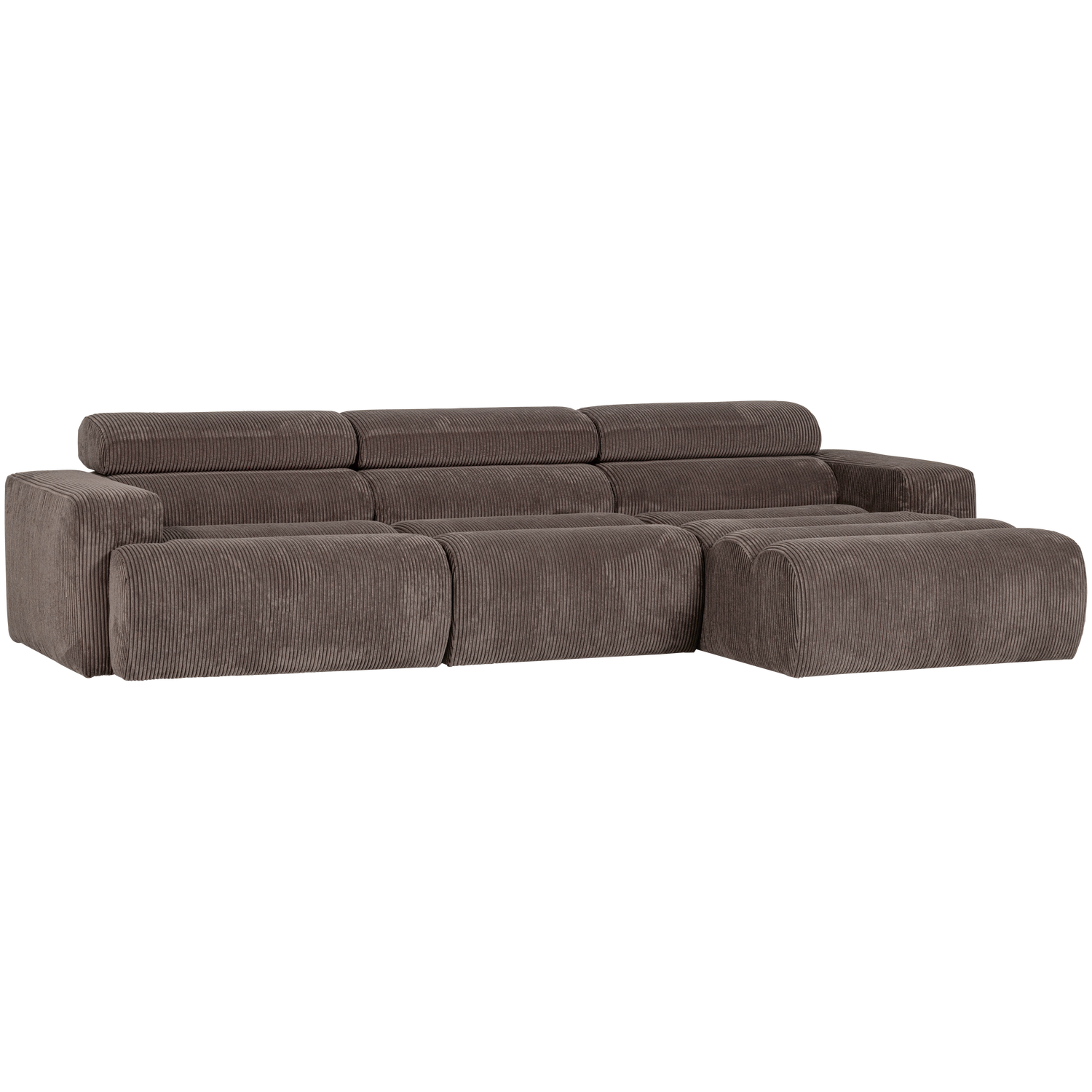 NOVI CHAISE LONGUE SOFA RECHTS GERIPPTER GRAU/BRAUN