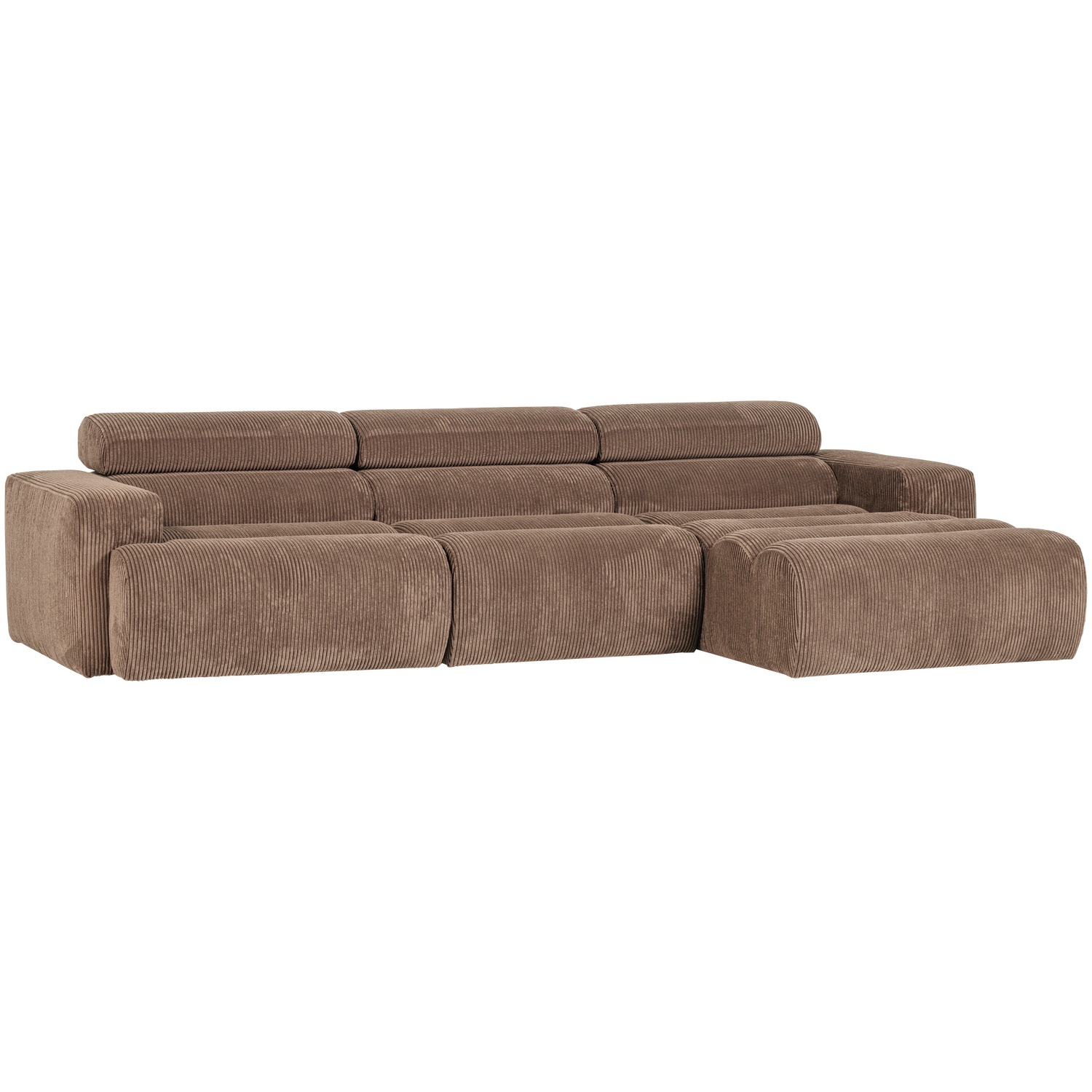 NOVI CHAISE LONGUE SOFA RECHTS GERIPPTER TAUPE