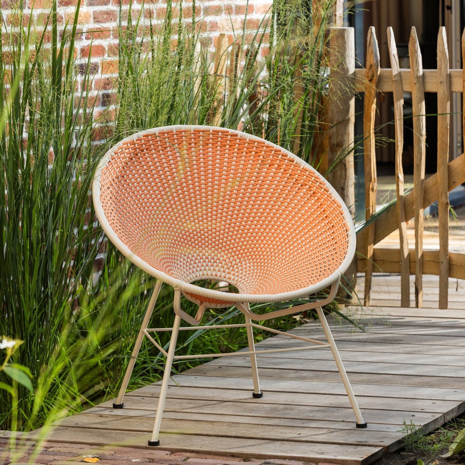 KAZOUN GARTEN LOUNGE STUHL WICKER ORANGE