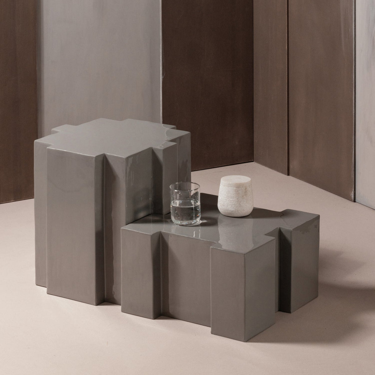 JASMIR BEISTELLTISCHE METALL GRAU - SET VON 2