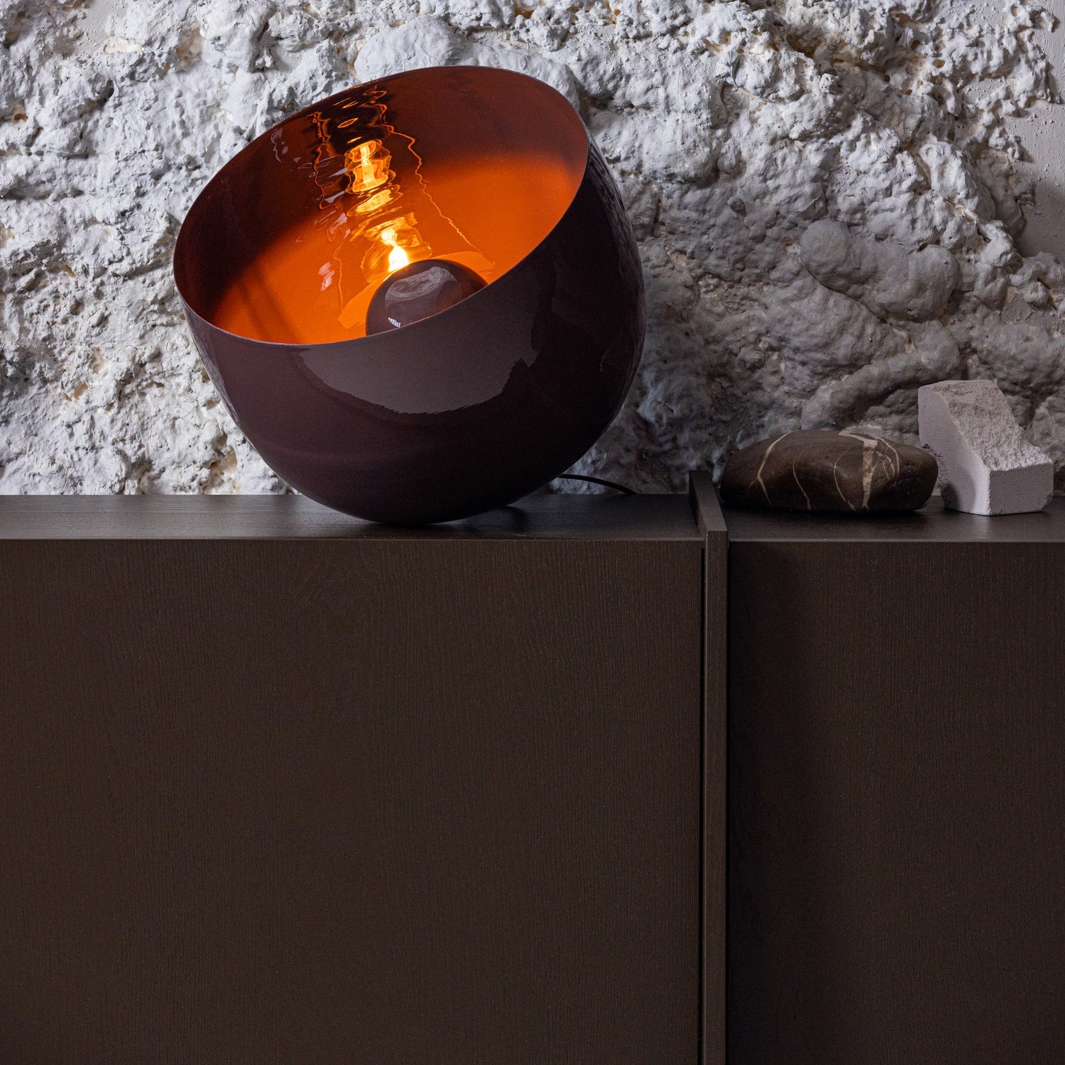 MERO TISCHLAMPE 34XO35 CM METALL HOCHGLANZ BRAUN