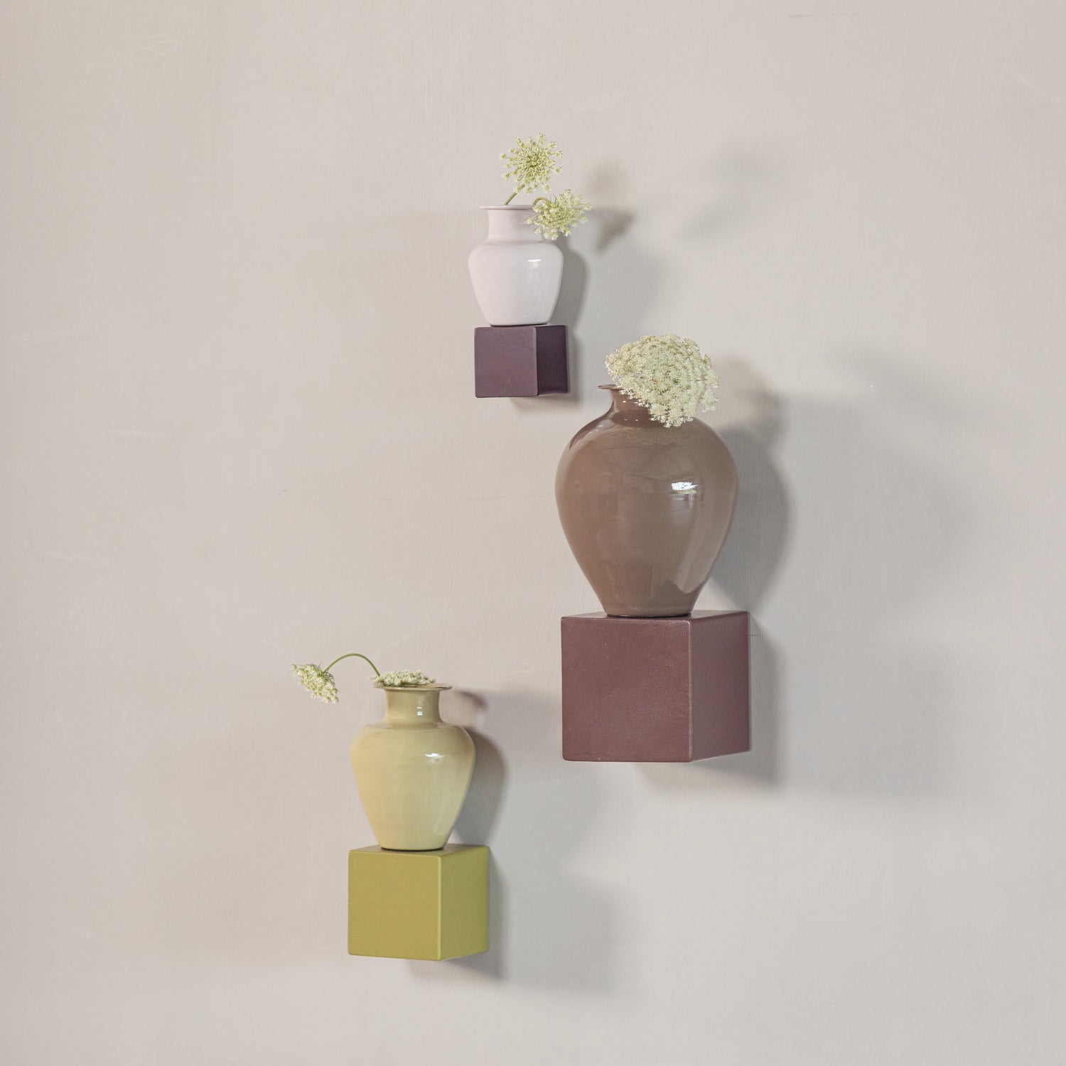 NUMO WANDDECO SET VASE/KUBUS 21X10 CM METALL VIOLET