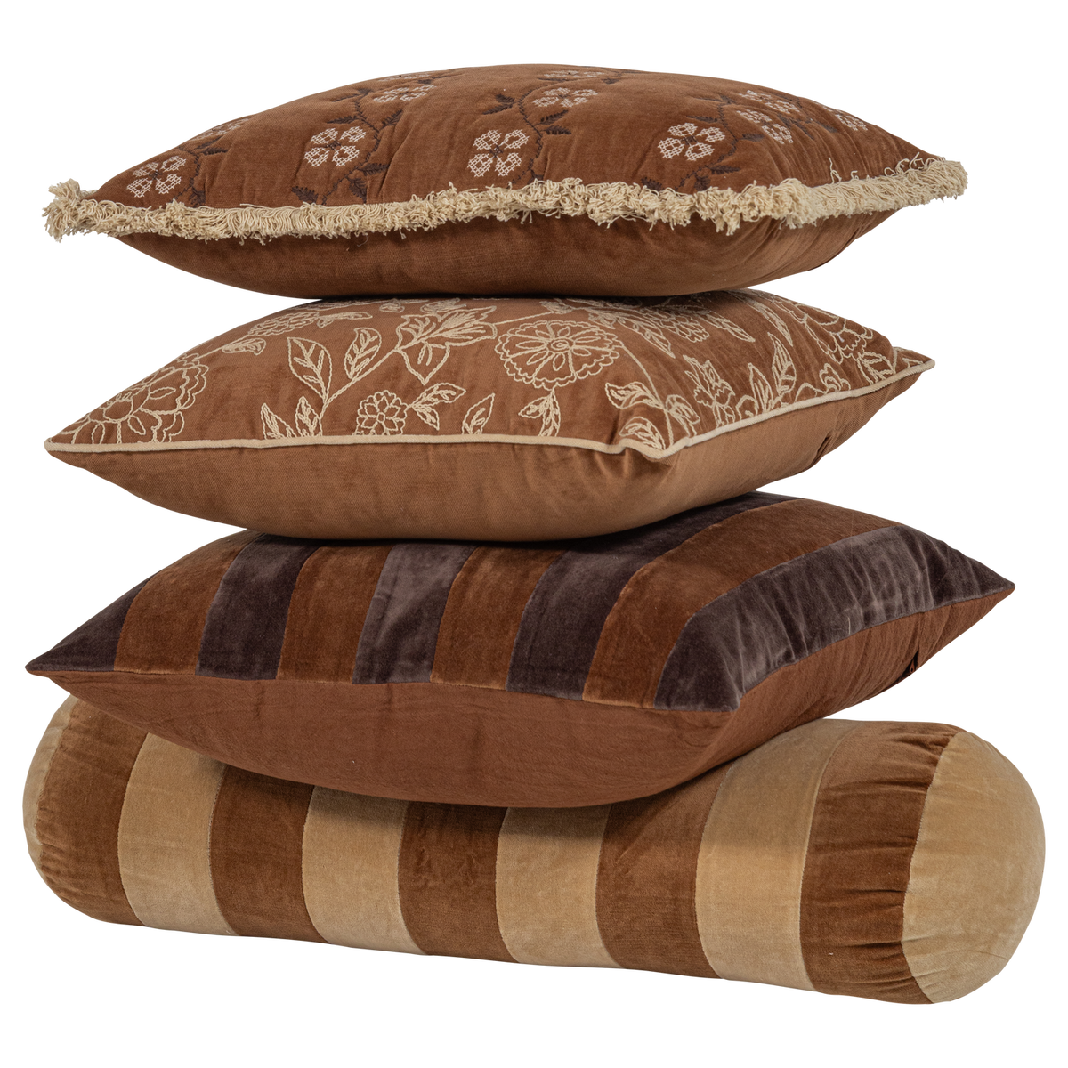 RELA KISSIN VELVET BRAUN/ECRU - 4ER SET