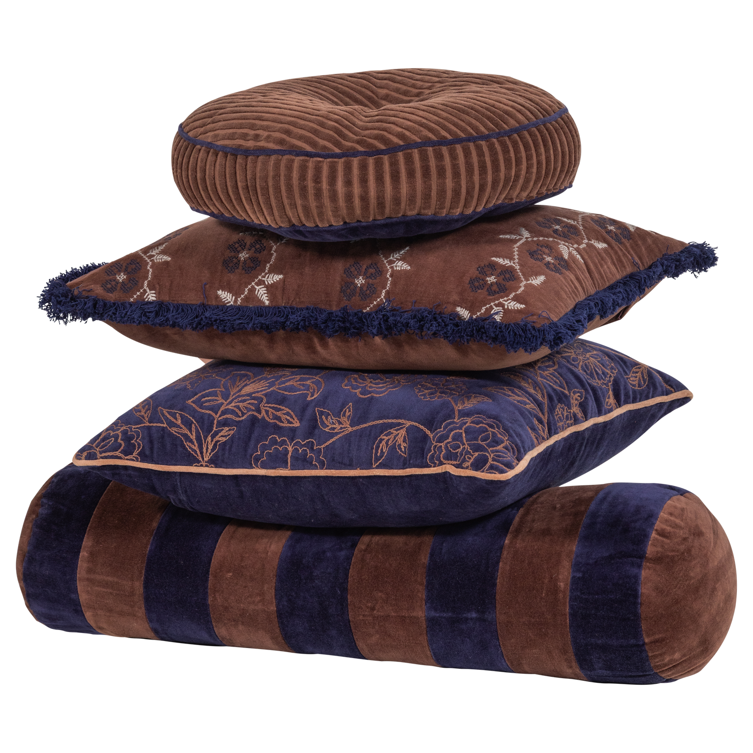 NIVA KISSIN VELVET BRAUN/BLAU - 4ER SET