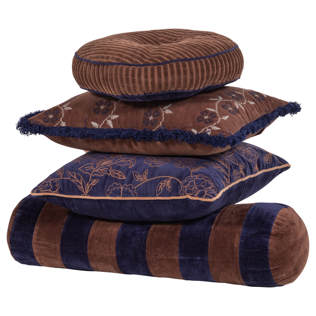 NIVA KISSIN VELVET BRAUN/BLAU - 4ER SET