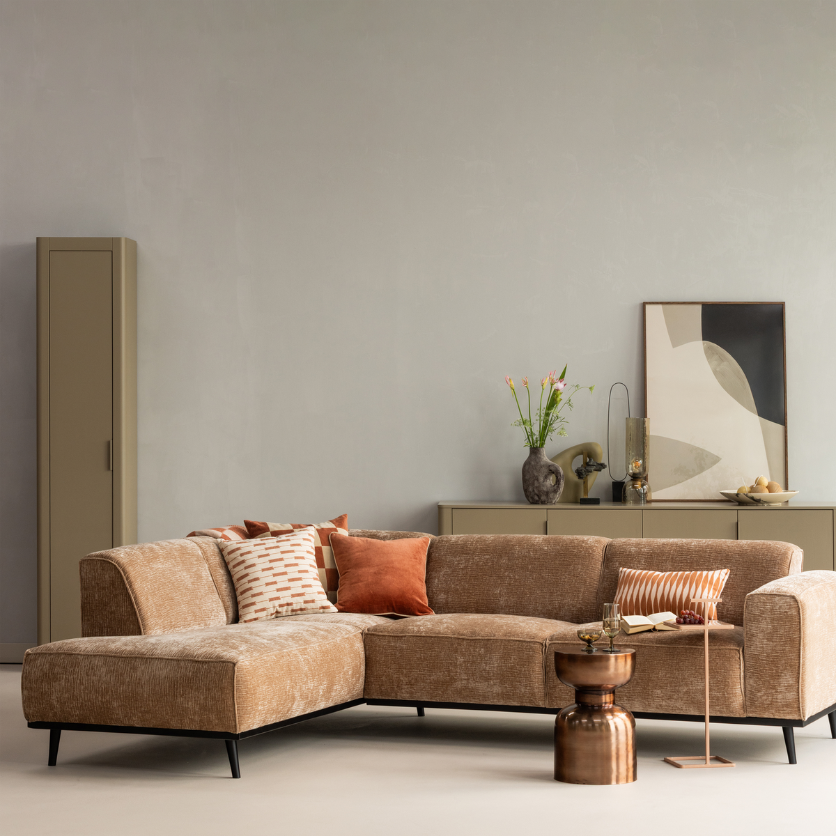STATEMENT ECKBANK LINKS CHENILLE VELVET TAUPE
