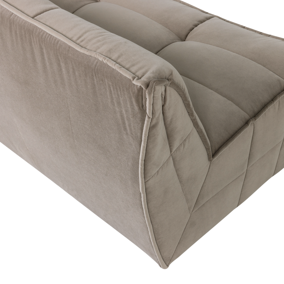 CLUSTER 3-SITZER SOFA SAMT WARMES TAUPE