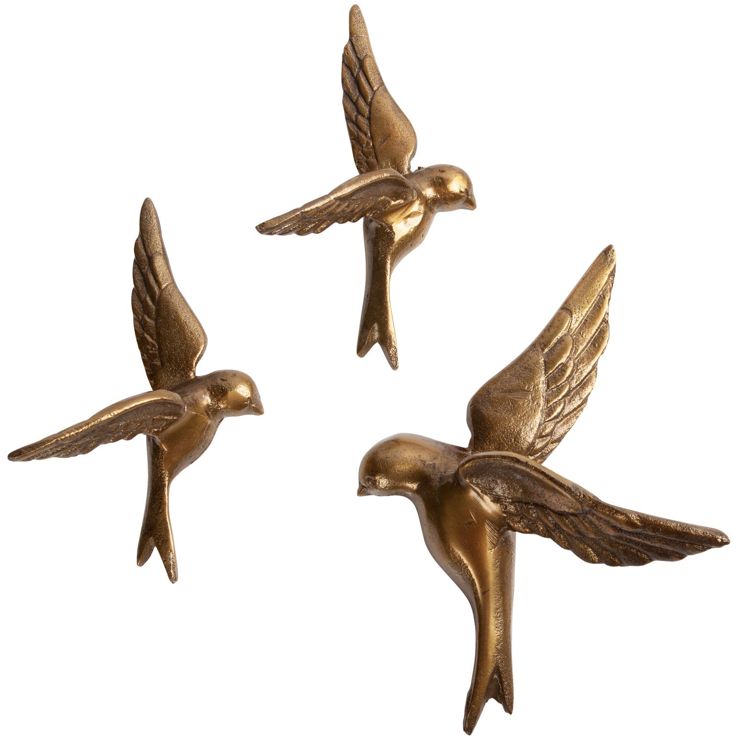 SET VON 3 AVALER TOO VOGEL METALL ANTIQUE BRASS