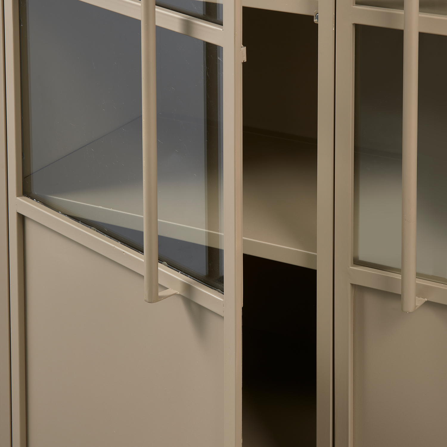EXHIBIT VITRINE SCHRANK METALL KHAKI