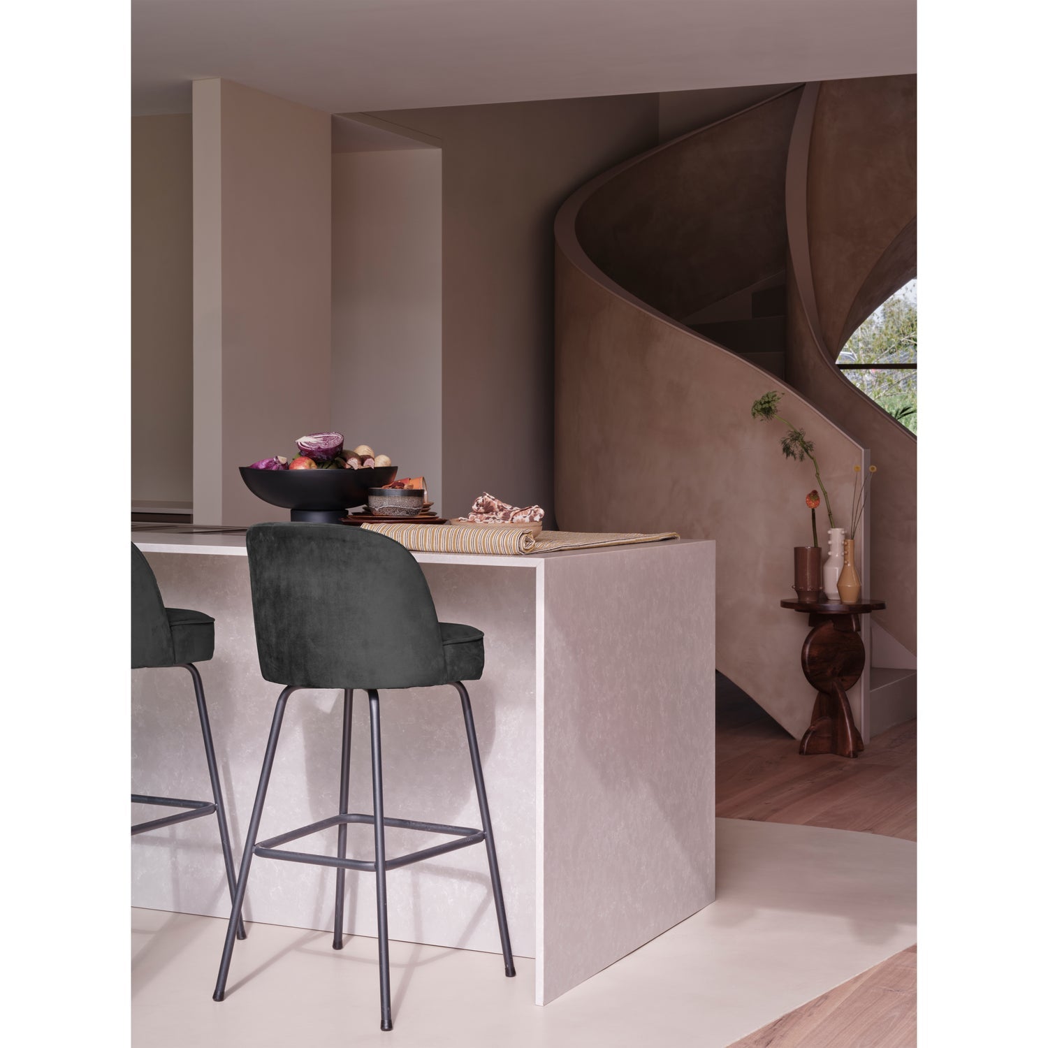 VOGUE BARHOCKER 80CM SAMT SCHWARZ