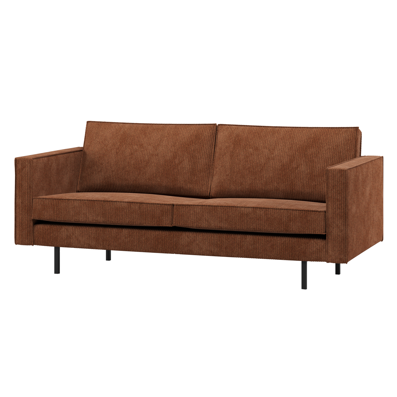RODEO 2,5-SITZER SOFA GERIPPTER STOFF ROST BRAUN