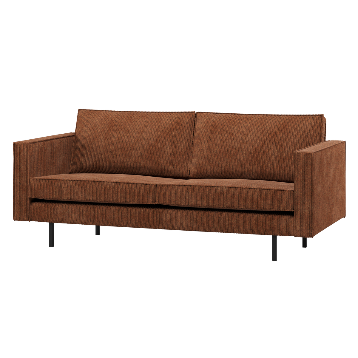 RODEO 2,5-SITZER SOFA GERIPPTER STOFF ROST BRAUN