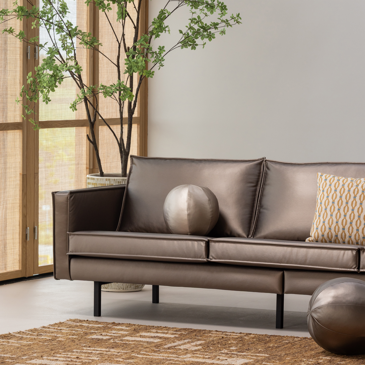RODEO SOFA 3-SITZER METALLIC COPPER BRAUN