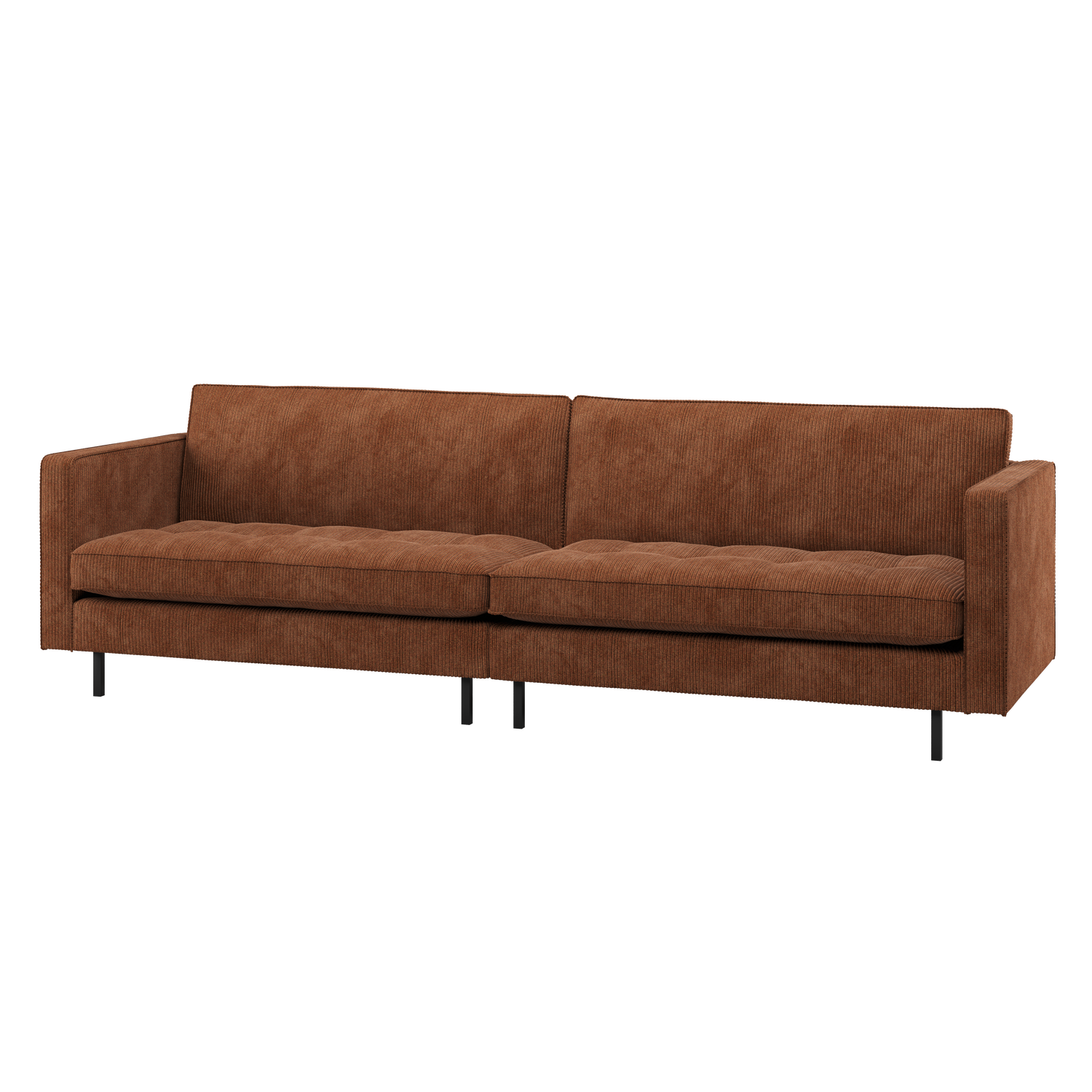 RODEO CLASSIC 3-SITZER SOFA GERIPPTER STOFF ROSTBRAUN
