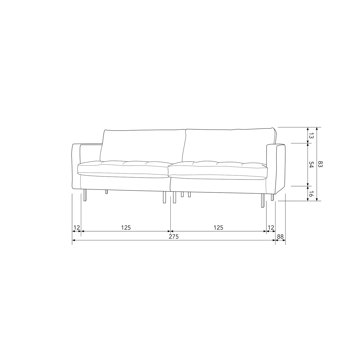 RODEO CLASSIC SOFA 3-SEATER VELVET TAUPE