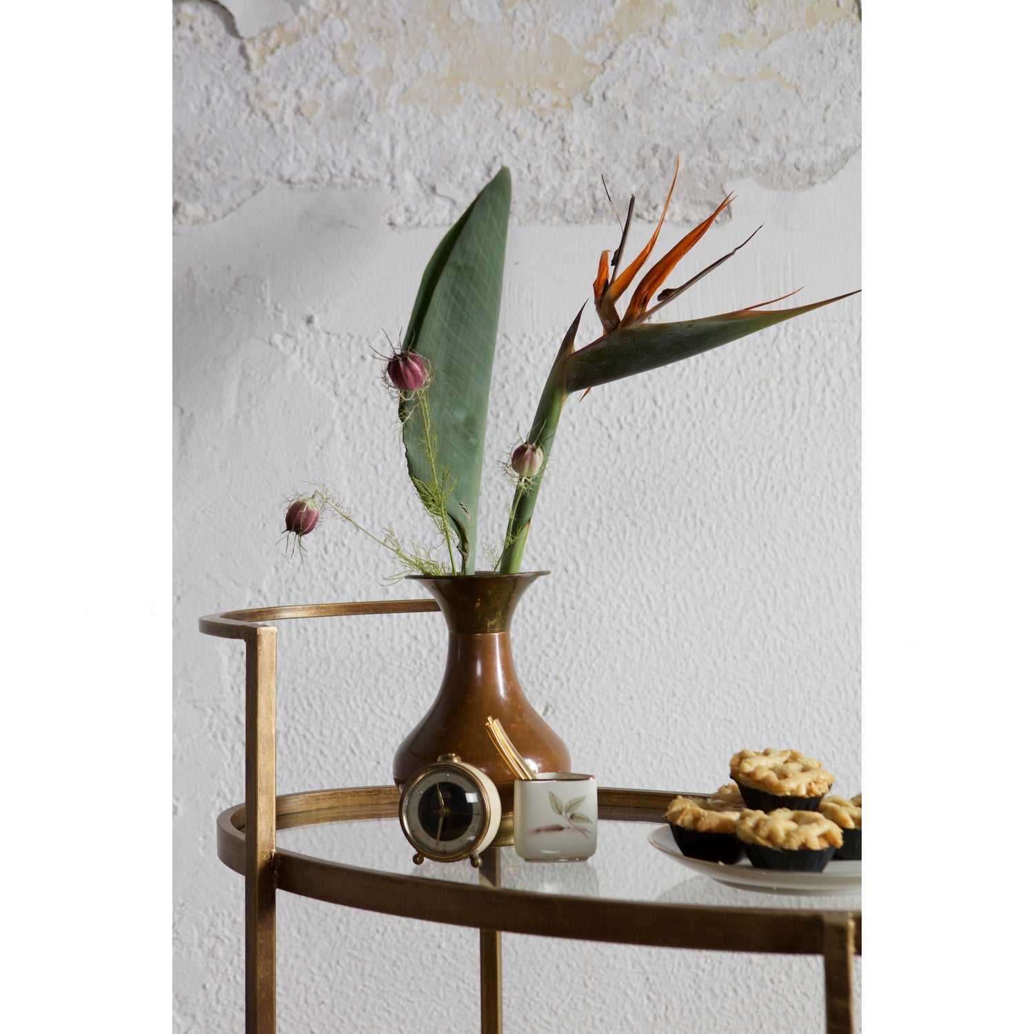 PUSH TROLLEY METALL ANTIQUE BRASS