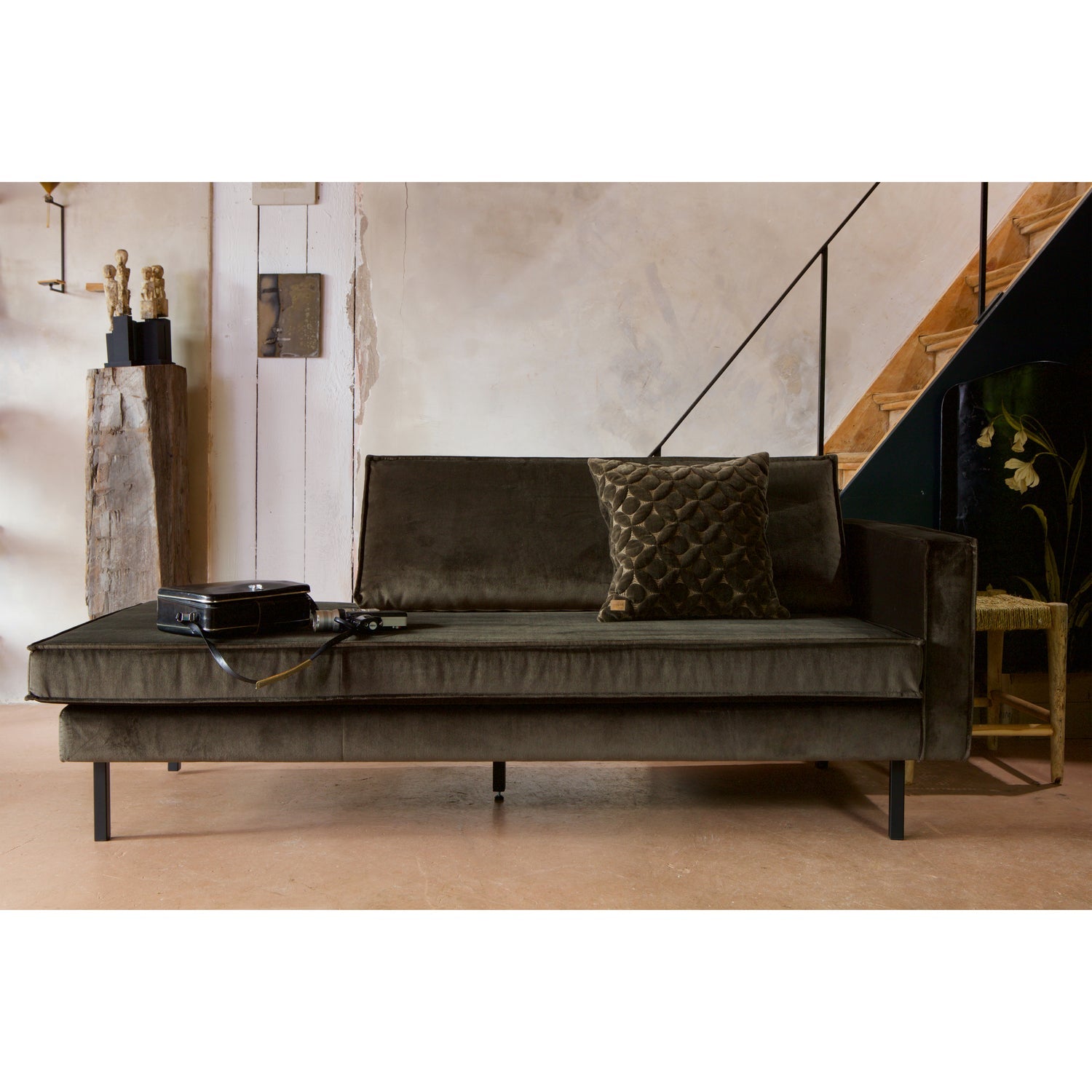 RODEO DAYBED LEFT VELVET DARK GREEN HUNTER