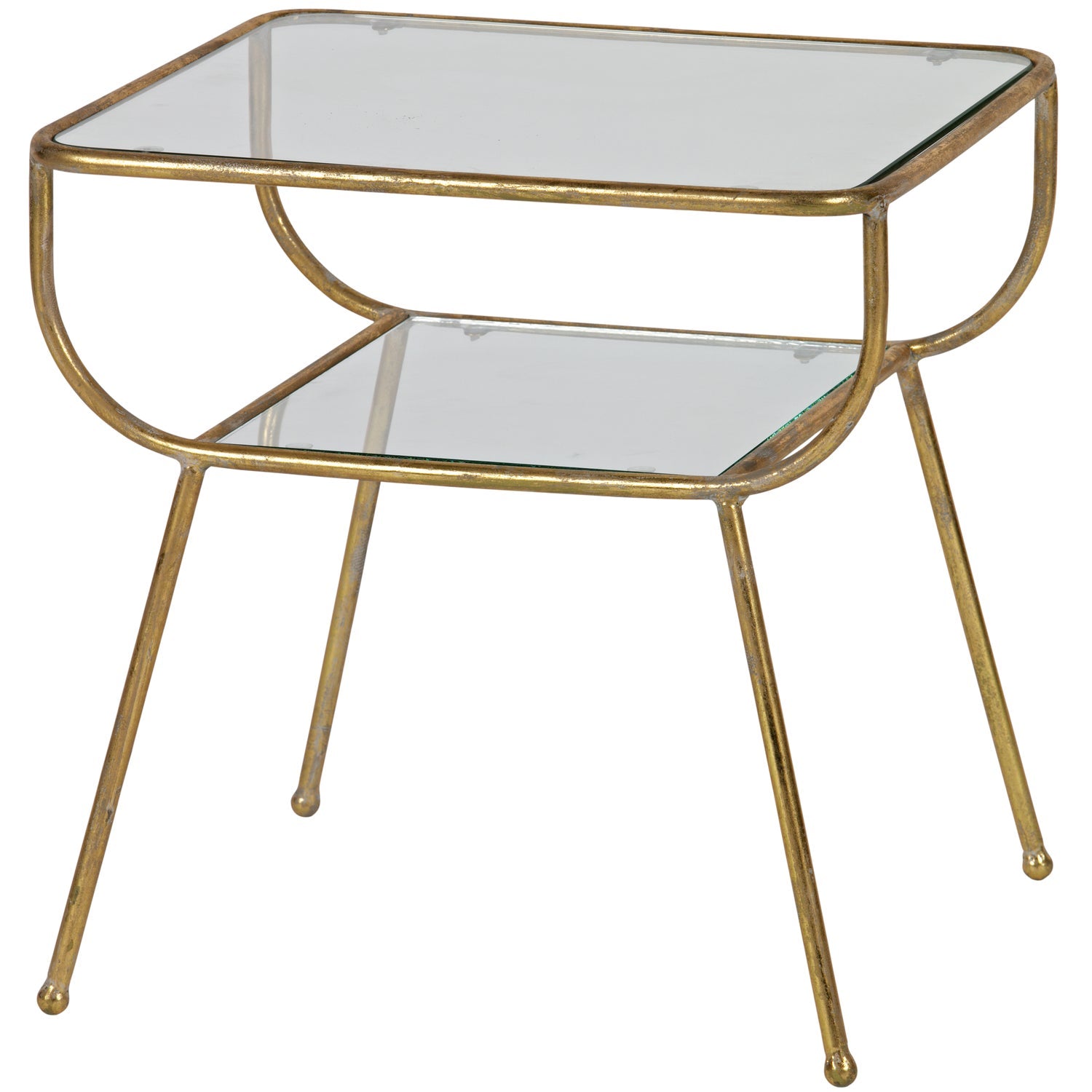 AMAZING BEISTTELTISCH METALL/GLAS ANTIQUE BRASS