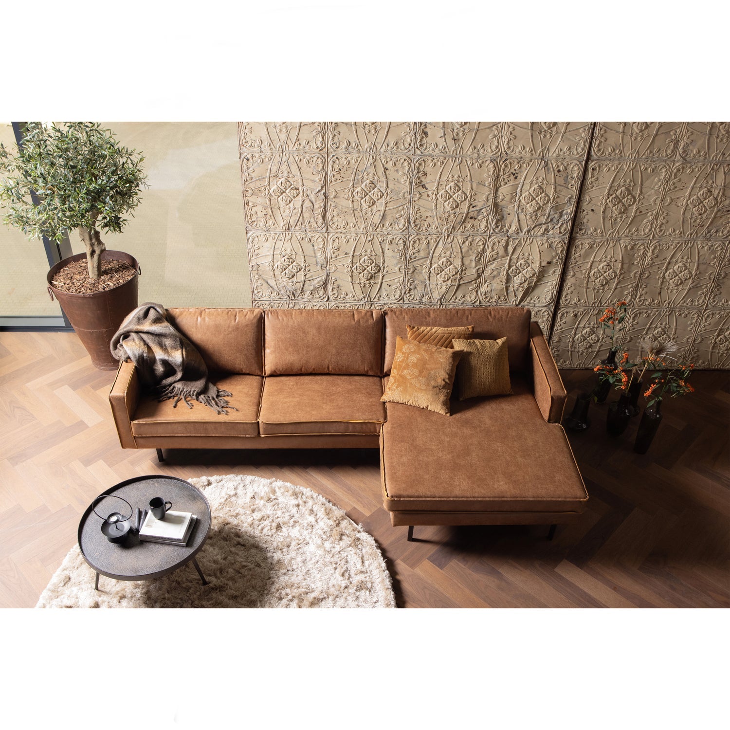 RODEO CHAISE LONGUE RECHTS COGNAC